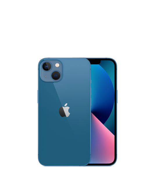 Apple iPhone 13 6.1-inch 512GB in Blue — official Apple front and back view