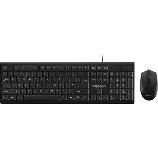 Meetion 2.4G Corded Mouse And Keyboard Combo – Black (C100) image 1