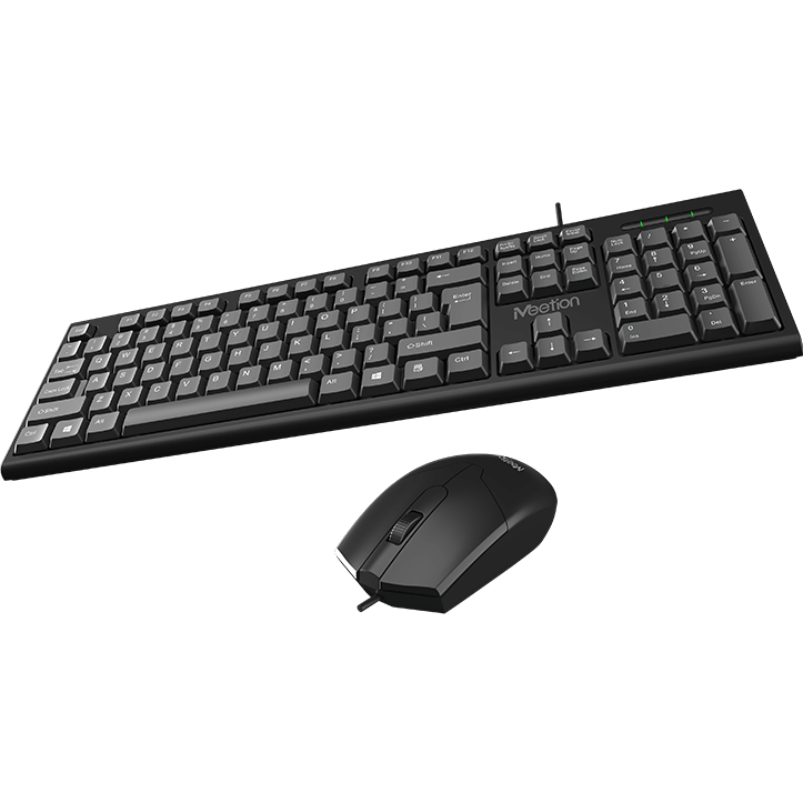 Meetion 2.4G Corded Mouse And Keyboard Combo – Black (C100) — rear view