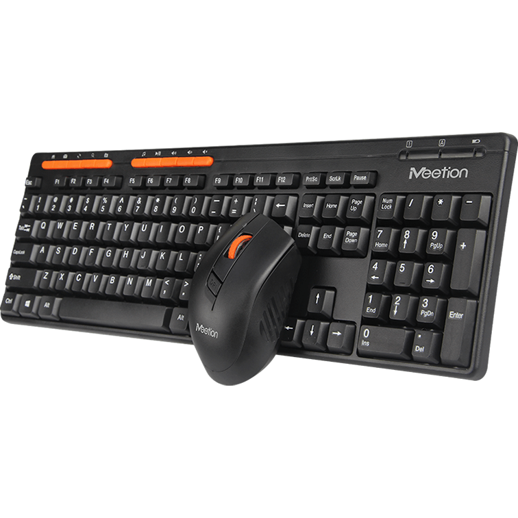 Meetion 2.4G Wireless Mouse And Keyboard Combo – Black (C4100) — side view