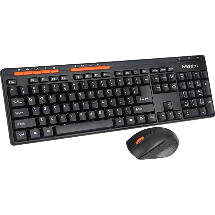 Meetion 2.4G Wireless Mouse And Keyboard Combo – Black (C4100) — rear view