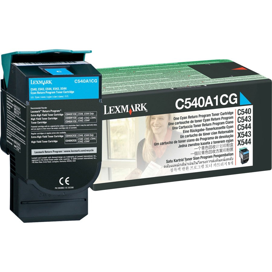 Lexmark C540A1CG Return Program Cyan Laser Toner Cartridge image 1