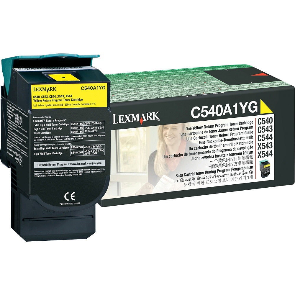 Lexmark C540A1YG Return Program Yellow Laser Toner Cartridge image 1