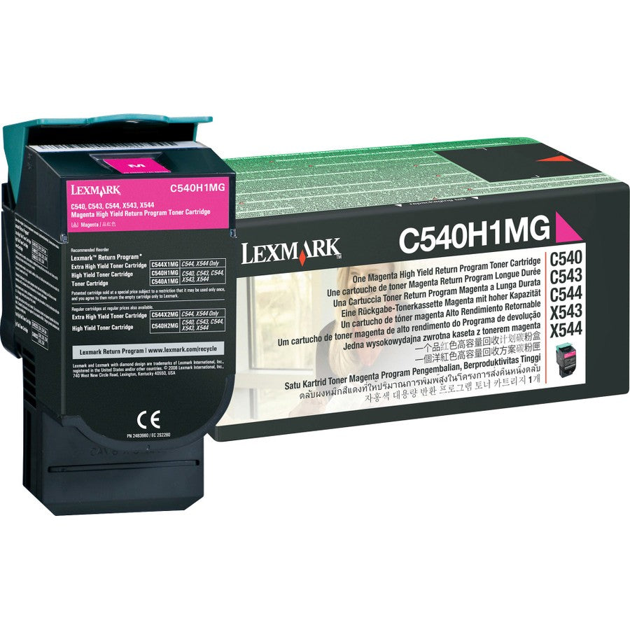 Lexmark C540H1MG High Yield Return Program Magenta Laser Toner Cartridge image 1