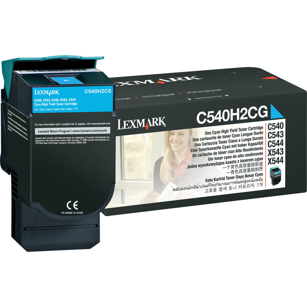 Lexmark C540H2CG High Yield Cyan Laser Toner Cartridge image 1