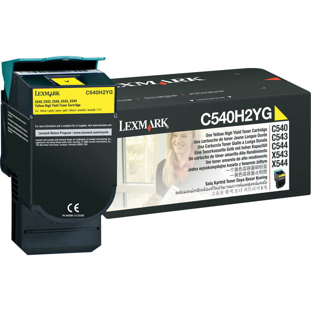 Lexmark C540H2YG High Yield Yellow Laser Toner Cartridge image 1