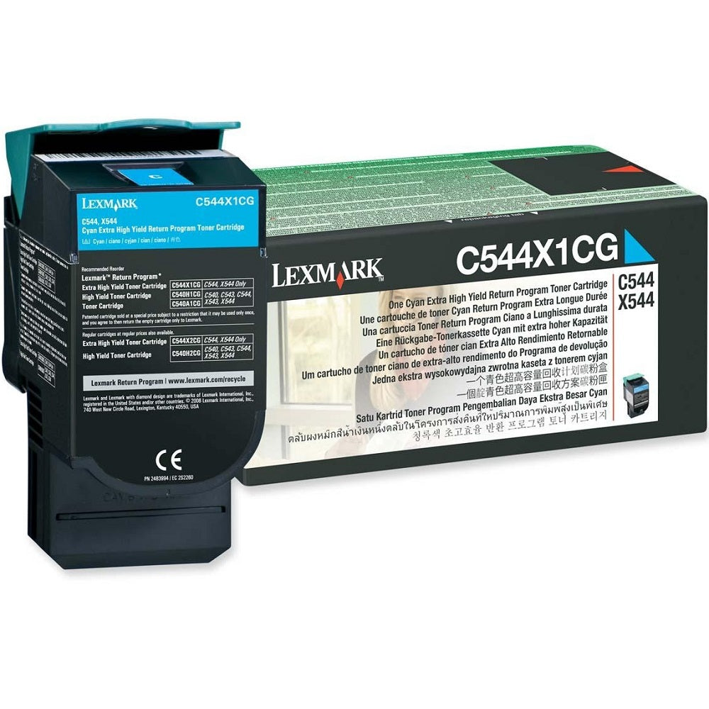 Lexmark C544X1CG Extra High Yield Return Program Cyan Laser Toner Cartridge image 1