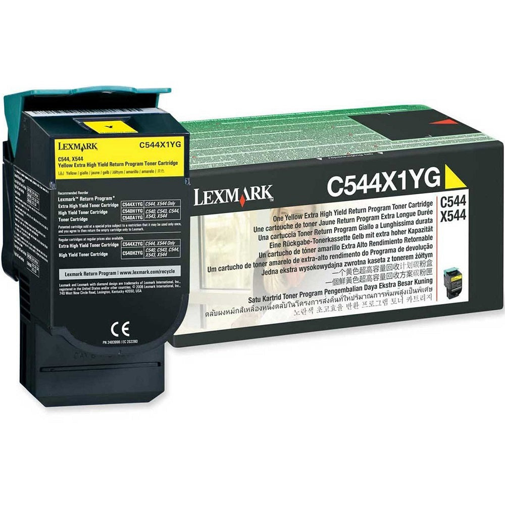 Lexmark C544X1YG Extra High Yield Return Program Yellow Laser Toner Cartridge image 1