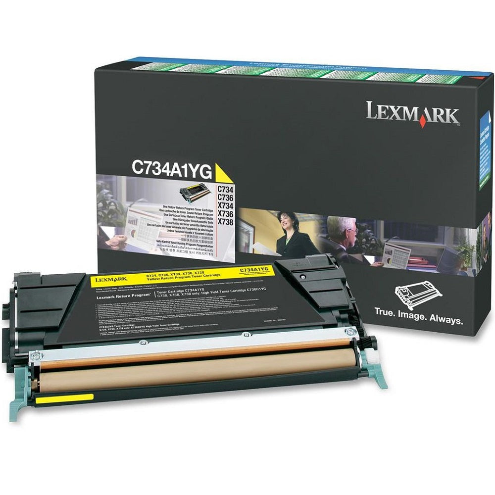 Lexmark C734A1YG Return Program Yellow Laser Toner Cartridge image 1