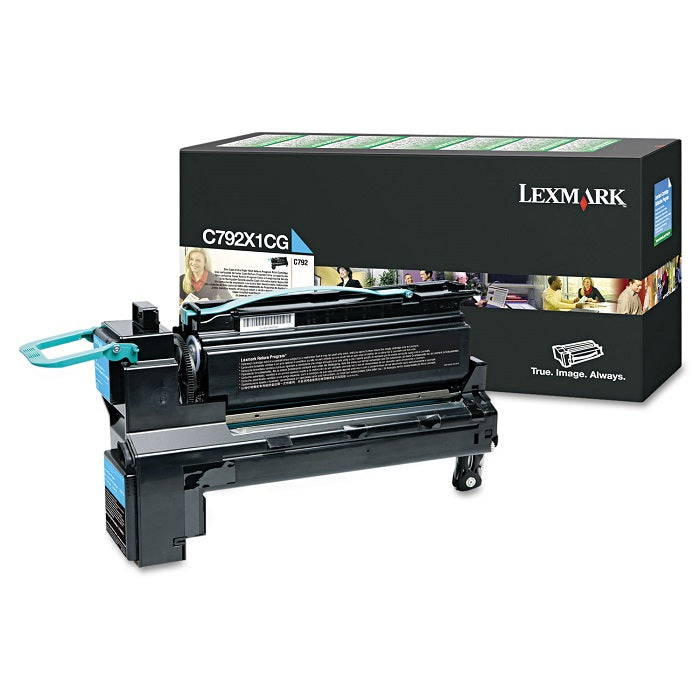 Genuine Lexmark C792X1CG Extra High Yield Return Program Cyan Laser Toner Cartridge (C792X1CG) image 1