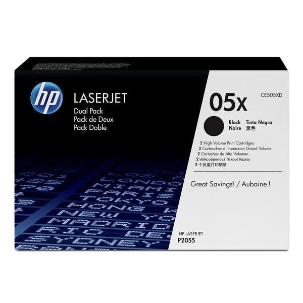 Genuine HP 05X Dual Pack High Yield Black LaserJet Toner Cartridge (CE505XD) image 1