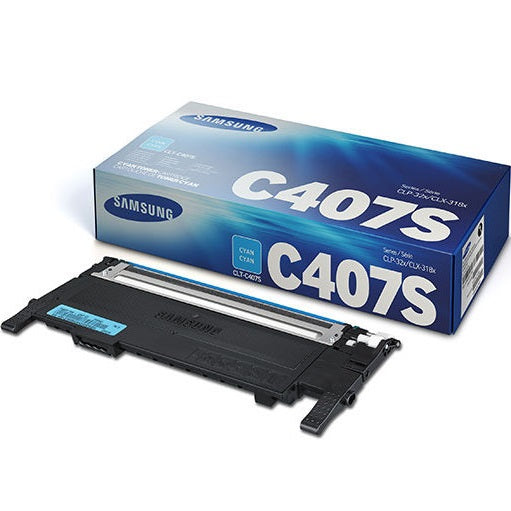 Genuine Samsung CLT-C407S Cyan Laser Toner Cartridge (ST998A) image 1