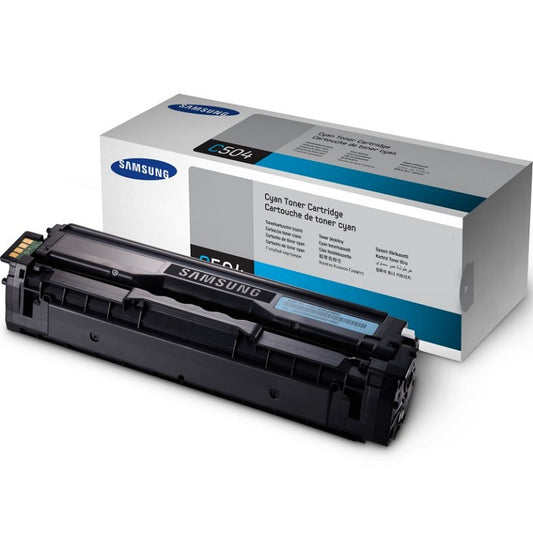 Genuine Samsung CLT-C504S Cyan Laser Toner Cartridge (SU027A) image 1