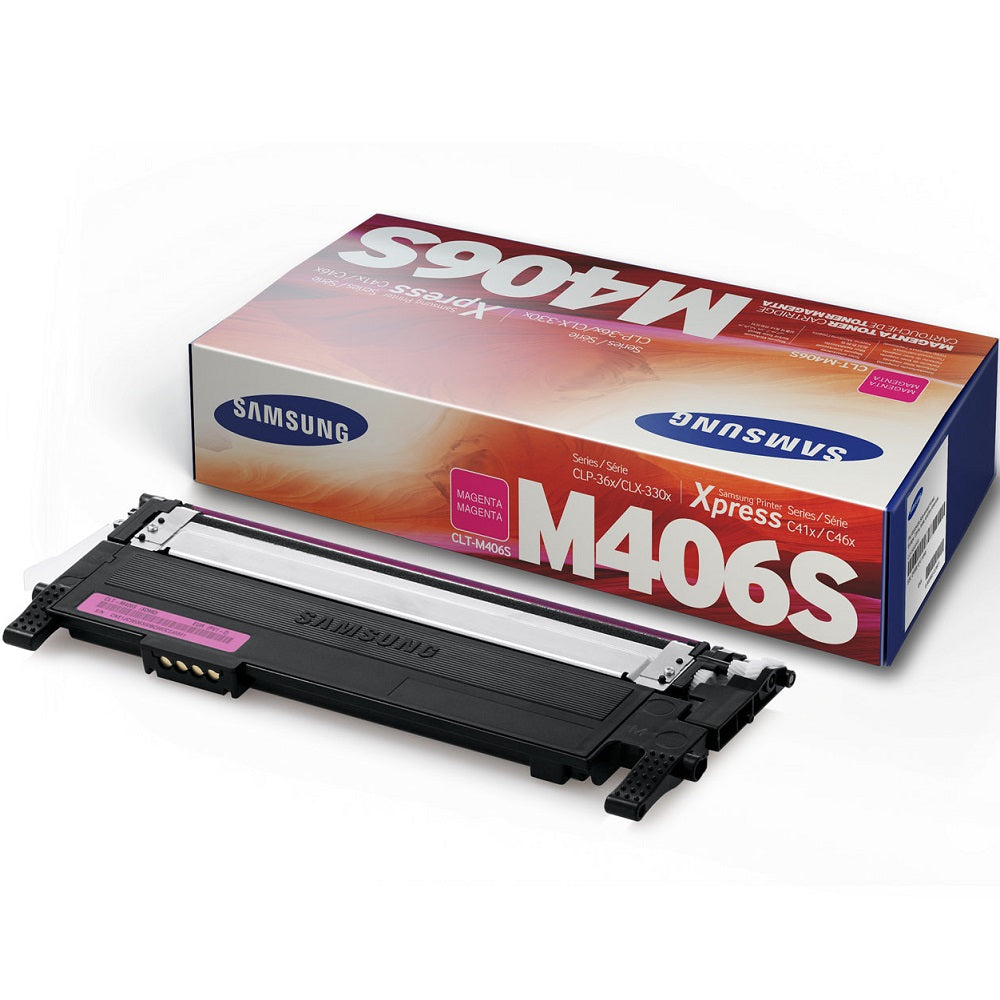 Genuine Samsung CLT-M406S Magenta Laser Toner Cartridge (SU254A) image 1