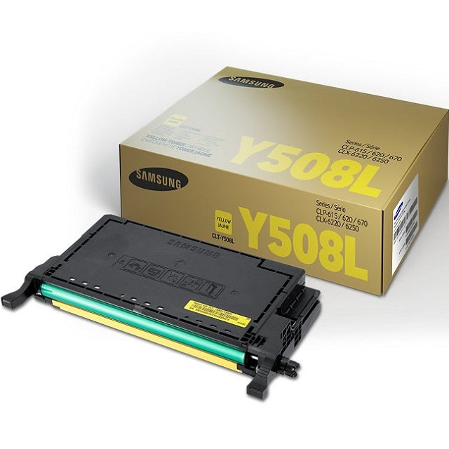Genuine Samsung CLT-Y508L Yellow Laser Toner Cartridge (SU535A) image 1