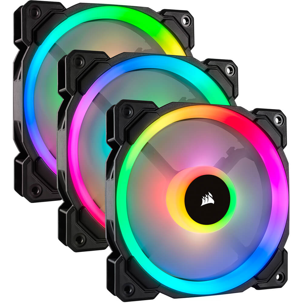 Corsair LL120 RGB 120mm Dual Light Loop LED PWM Cooling Fan – 3 Fan Pack with Lighting Node PRO (CO-9050072-WW) image 1