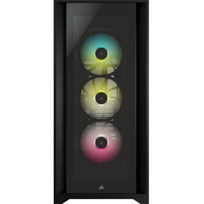Corsair iCUE 5000X RGB Tempered Glass Mid-Tower ATX PC Smart Case – Black (CC-9011212-WW) — front view