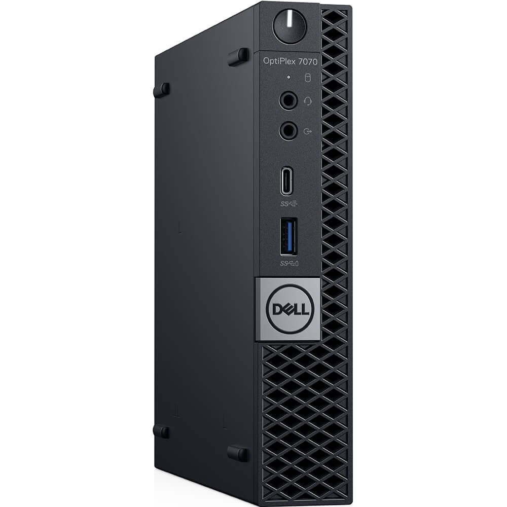 Dell OptiPlex 7070 MFF Desktop PC – Core i7-9700T / 16GB RAM / 256GB SSD / Win 10 Pro (N012O7070MFF) — front view