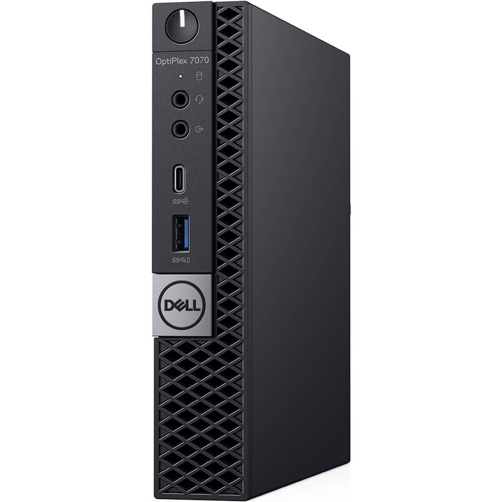 Dell OptiPlex 7070 MFF Desktop PC – Core i7-9700T / 16GB RAM / 256GB SSD / Win 10 Pro (N012O7070MFF) — side view