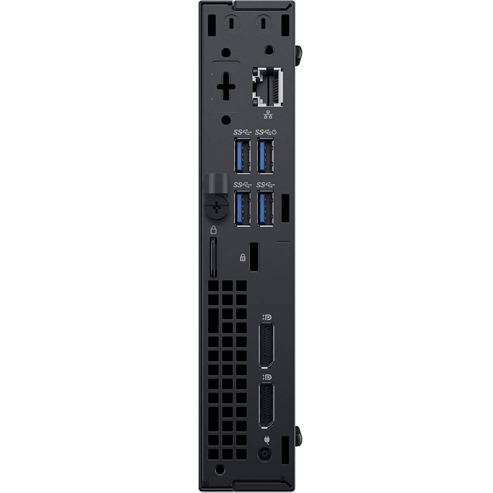 Dell OptiPlex 7070 MFF Desktop PC – Core i7-9700T / 16GB RAM / 256GB SSD / Win 10 Pro (N012O7070MFF) — rear view