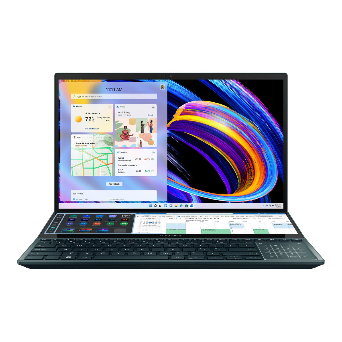 ASUS Zenbook Pro Duo 15 OLED Notebook PC – Core i9-12900H / 15.6″ UHD Touch / 32GB RAM / 1TB SSD / NVIDIA GeForce RTX 3060 6GB GDDR6 Graphics / Win 11 Pro (UX582ZM-I93210BL0X) image 1