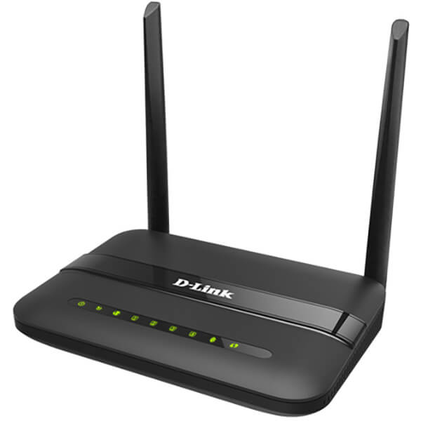 D-Link ADSL/2/2+ N300 4-port Fast Ethernet Wireless Router (DSL-124) — side view