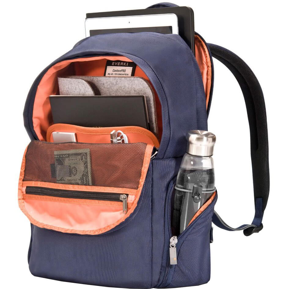 Everki ContemPRO 15.6” Commuter Laptop Backpack – Navy (EVERKI EKP160 NAVY) — rear view