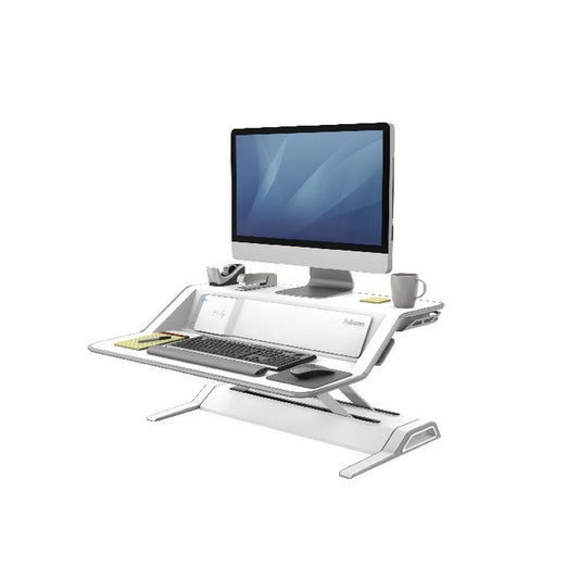 Fellowes Lotus DX Sit-Stand Workstation – White (8081101) image 1