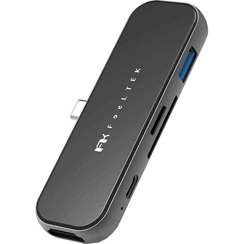 FEELTEK Jet Glass 6 in 1 USB Type C Super Slim Dock (FTK-HBC 6IN1) — rear view