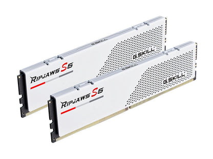 G.Skill Ripjaws S5 DDR5-5600MHz CL36-36-36-76 1.20V 32GB (2x16GB) White Desktop Memory (GZ-RJS5-5600-2x16W) — front view