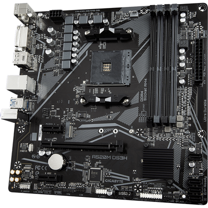 Gigabyte A520M DS3H AM4 mATX Motherboard — rear view