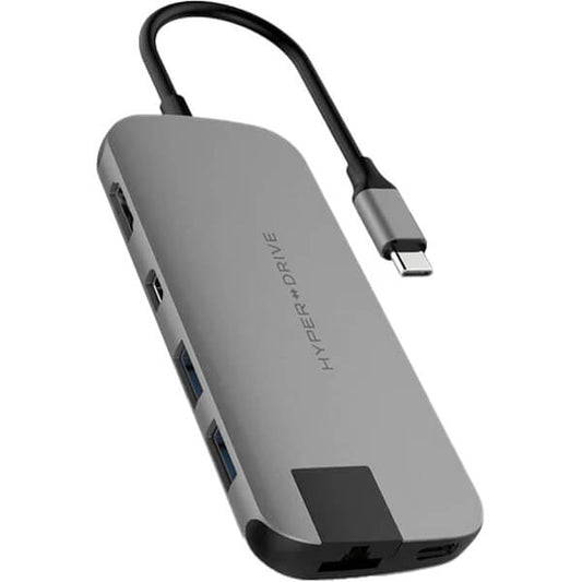 Hyper Drive Slim 8 in 1 USB-C Hub – Gray (HD247B-GRAY) image 1