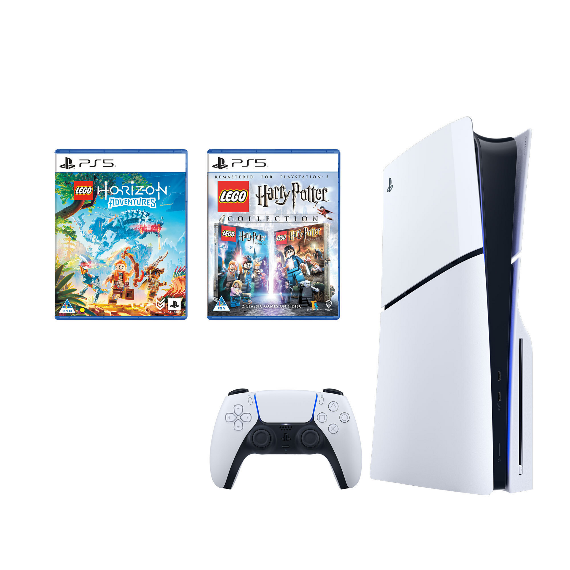 PS5 Slim Disc Bundle: Lego Harry Potter 1-7, Lego Horizon Adventures gallery image 1