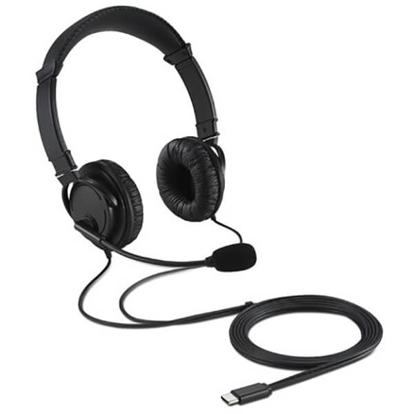 Kensington USB-C Call Centre Dual Headset/Headphones – Black (K97457WW) — front view