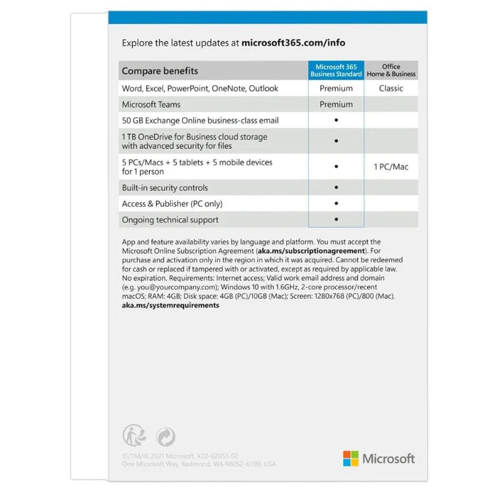 Microsoft 365 Business Standard Medialess 1 Year Subcription (KLQ-00654) image 3