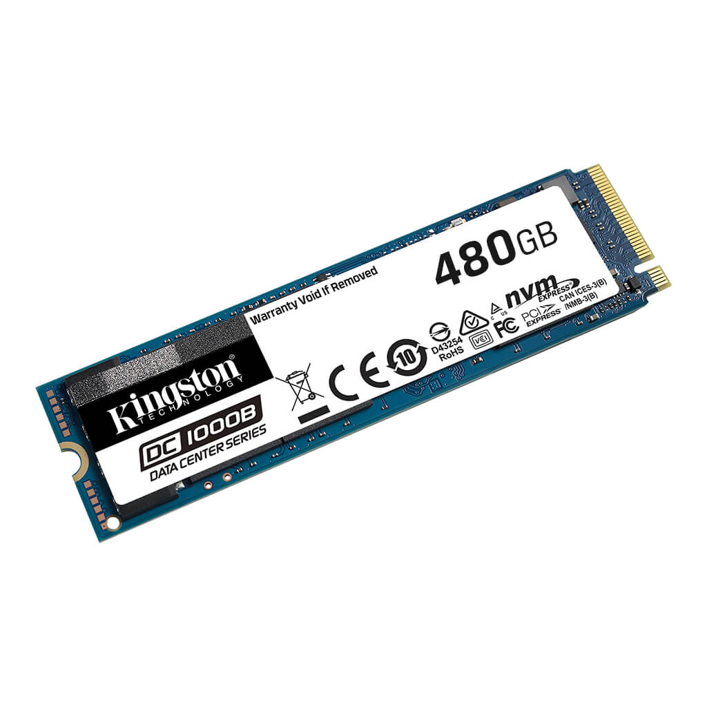 Kingston DC1000B 480GB M.2 2280 PCIe NVMe Gen3 x4 Enterprise Solid State Drive (SEDC1000BM8/480G) — front view