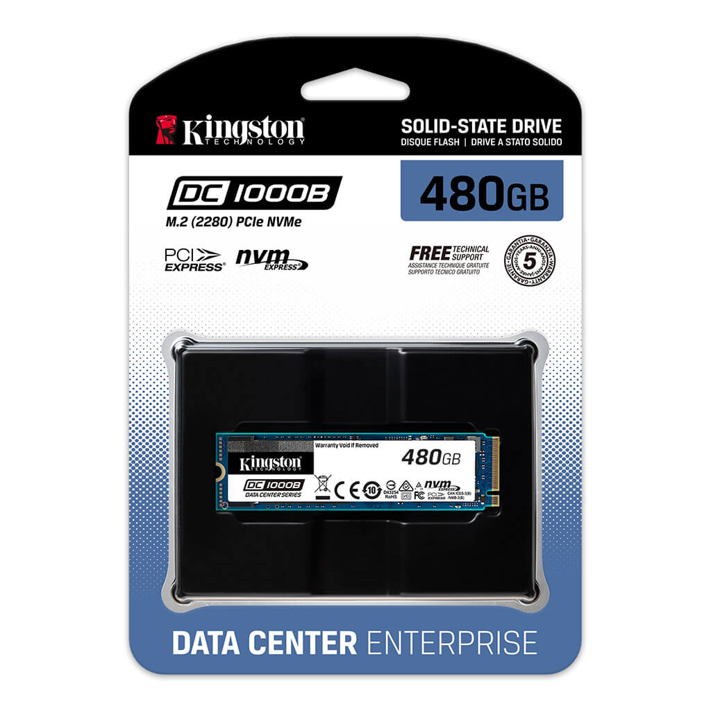 Kingston DC1000B 480GB M.2 2280 PCIe NVMe Gen3 x4 Enterprise Solid State Drive (SEDC1000BM8/480G) — side view