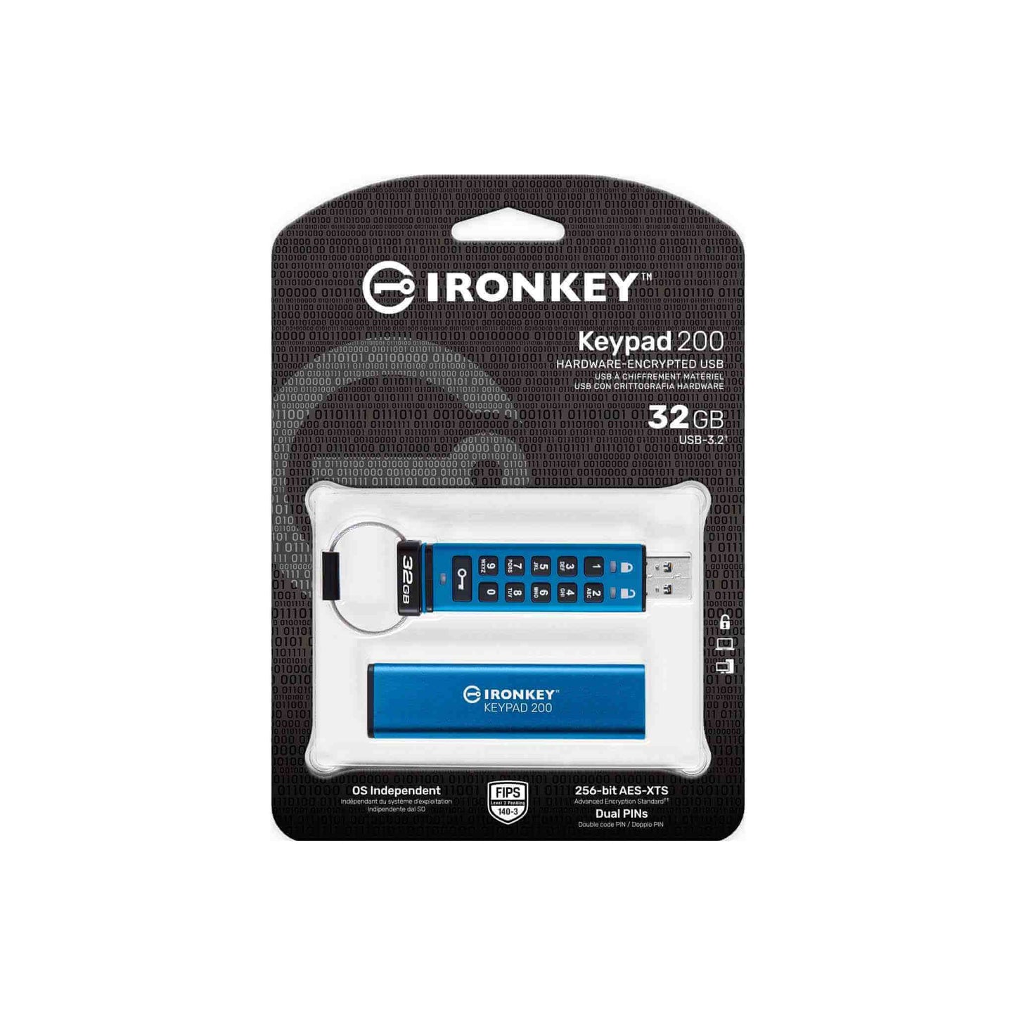 Kingston IronKey Keypad 200 Series 32GB USB Flash Drive (IKKP200/32GB) — side view