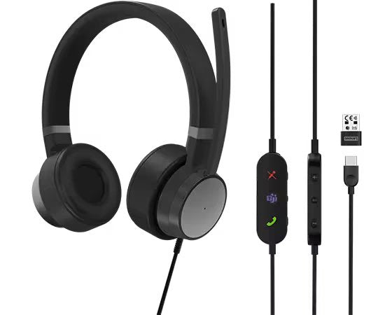 Lenovo Go Wired ANC Headset – Thunder Black (4XD1C99223) — detail view