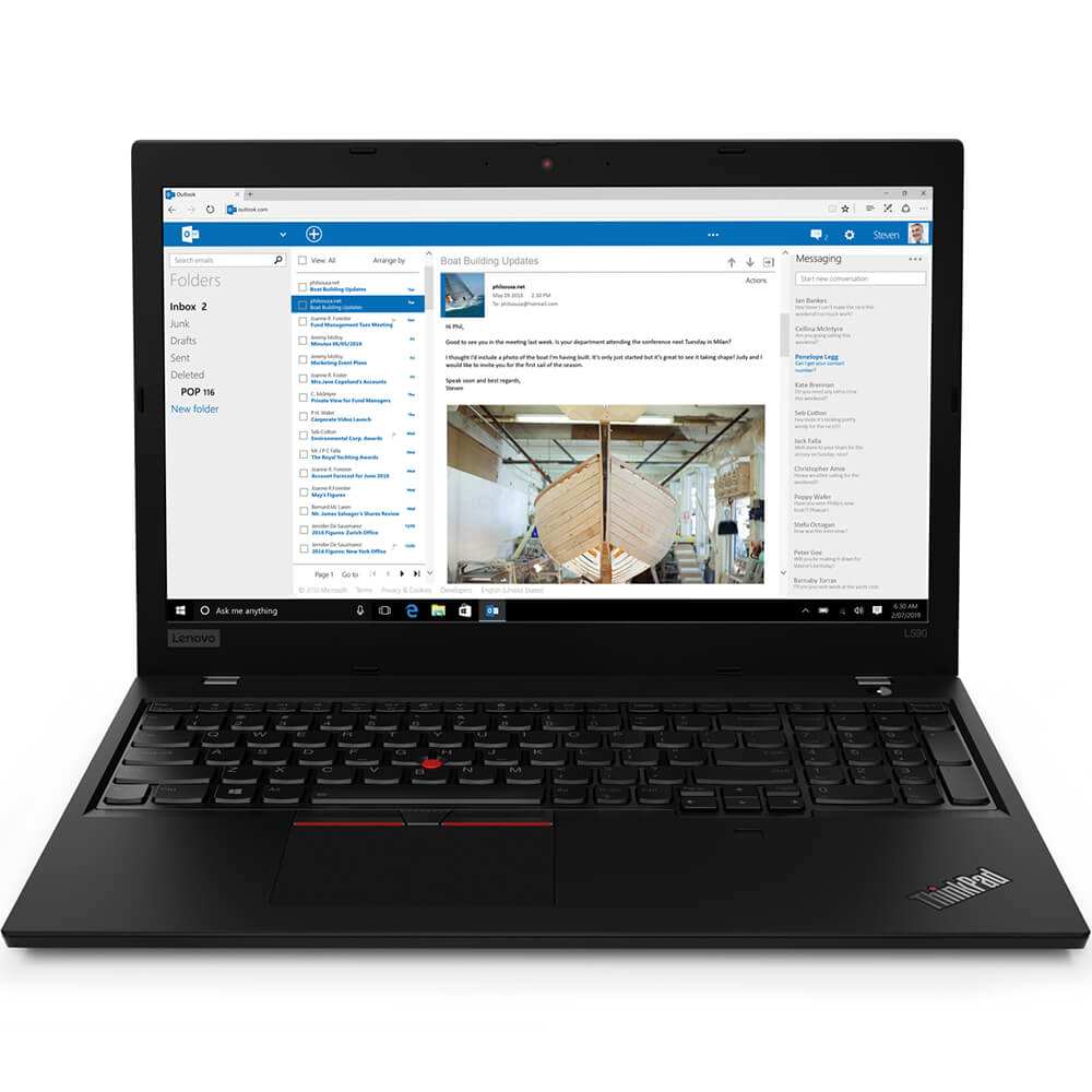 Lenovo ThinkPad L590 Notebook PC – Core i7-8565U / 15.6″ FHD / 8GB RAM / 512GB SSD / 4G LTE / Win 10 Pro / Black (20Q70003ZA)