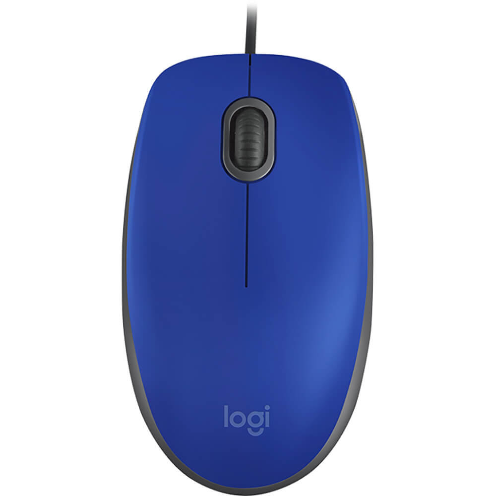 Logitech M110 Silent Wired Mouse – Blue (910-005488) — rear view