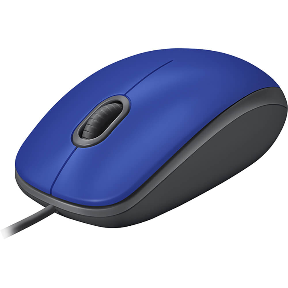 Logitech M110 Silent Wired Mouse – Blue (910-005488) — side view