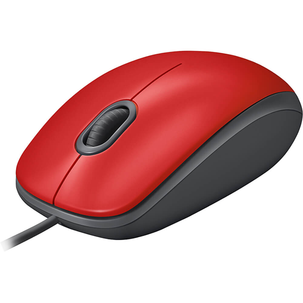 Logitech M110 Silent Wired Mouse – Red (910-005489) — rear view