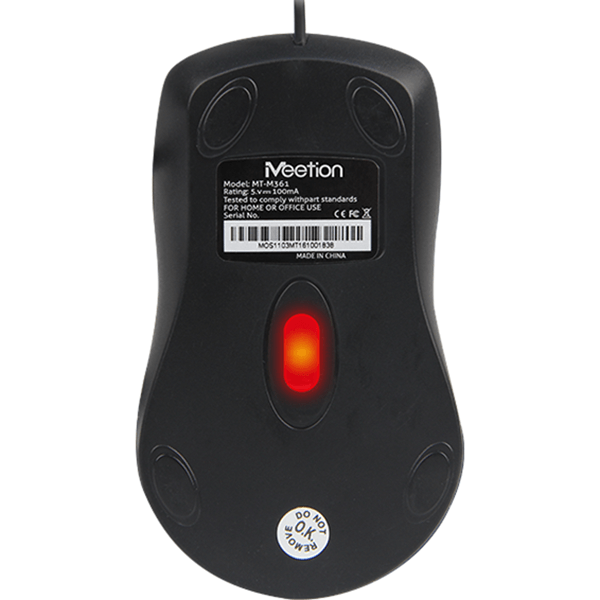 Meetion USB Wired Mouse – Black (M361) — detail view