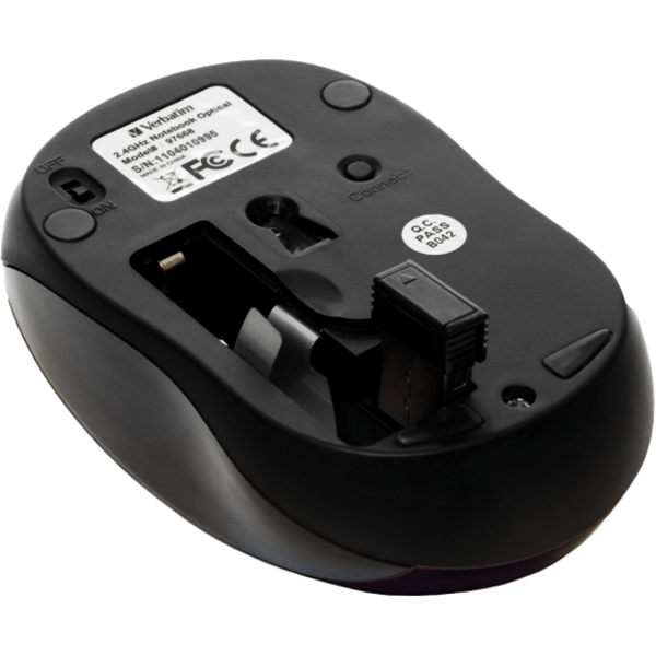 Verbatim Go Nano Wireless Mouse – Black (M49042) — rear view