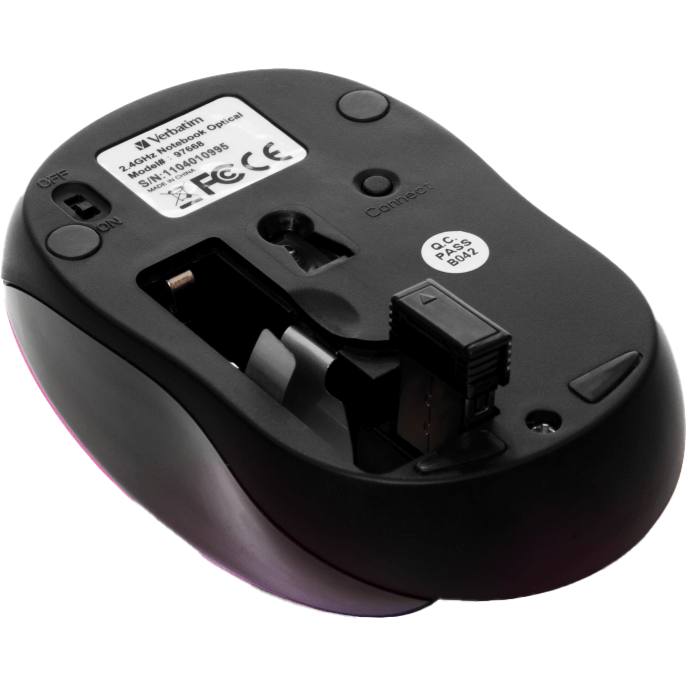 Verbatim Go Nano Wireless Mouse – Hot Pink (M49043) — rear view