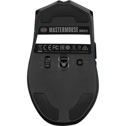 Cooler Master CoolerMaster MasterMouse MM831 Wireless Pixart RGB Optical Gaming Mouse (MM-831-KKOH1) — rear view