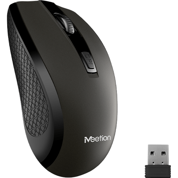 Meetion 2.4 Wireless 4 Button Mouse – Grey (MTR560) — rear view