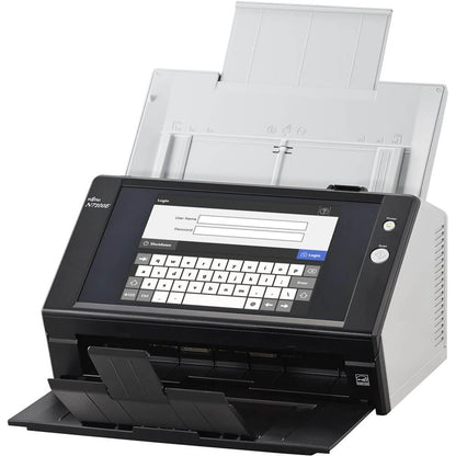Fujitsu 25ppm/50ipm A4 Dup ADF Touchscreen Gigabit Ethernet LED Network Scanner (N7100E) — side view