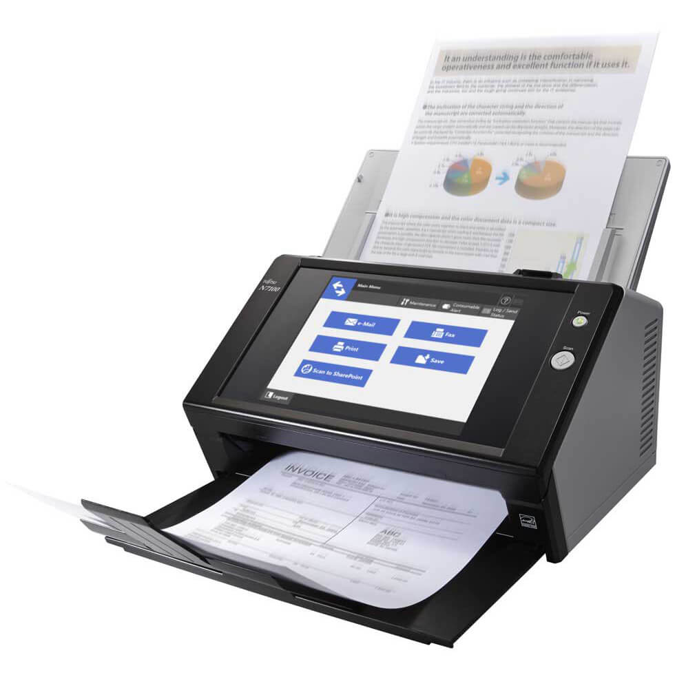 Fujitsu 25ppm/50ipm A4 Dup ADF Touchscreen Gigabit Ethernet LED Network Scanner (N7100E) image 4